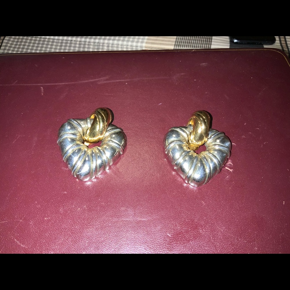 UNE LINGE clip on earrings.  2 in by 2 1/4 in.